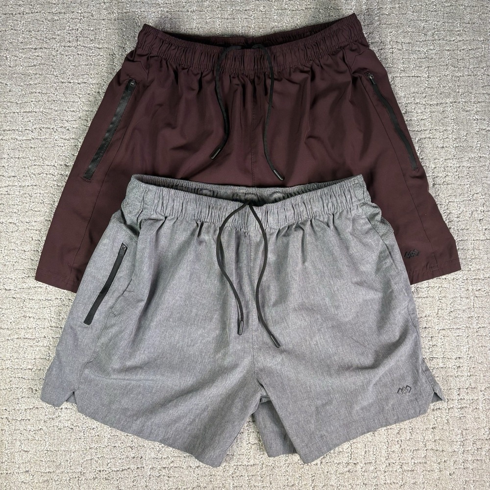 Lot Of 2 Legend mens shorts size L- Burgundy and gray Athletic Wear Fitness Gym
